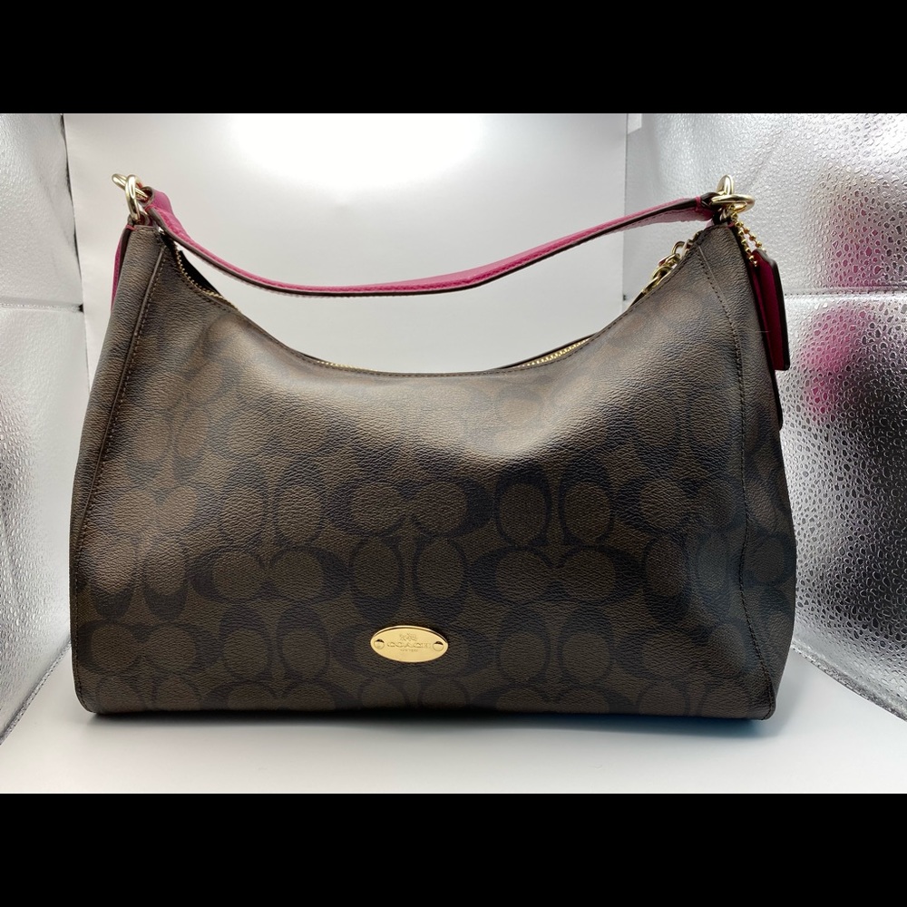 NWOT Coach Monogram Shoulder Bag Magenta w/ Strap